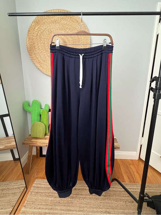 Gucci Pants - Gucci Navy Web Stripe Harem Joggers Size M